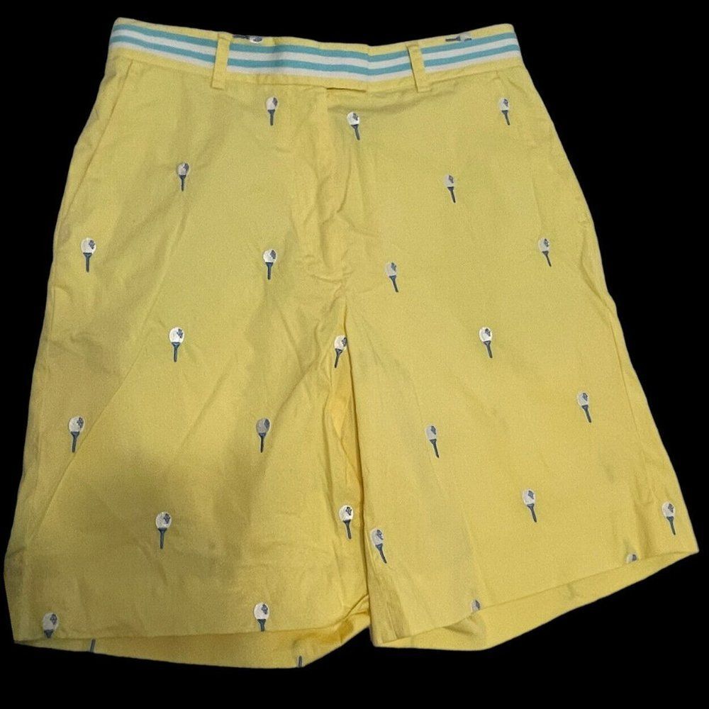 Vtg Lilly Pulitzer White Tag Yellow Golf Shorts Embroidered Golf Ball Women’s 2